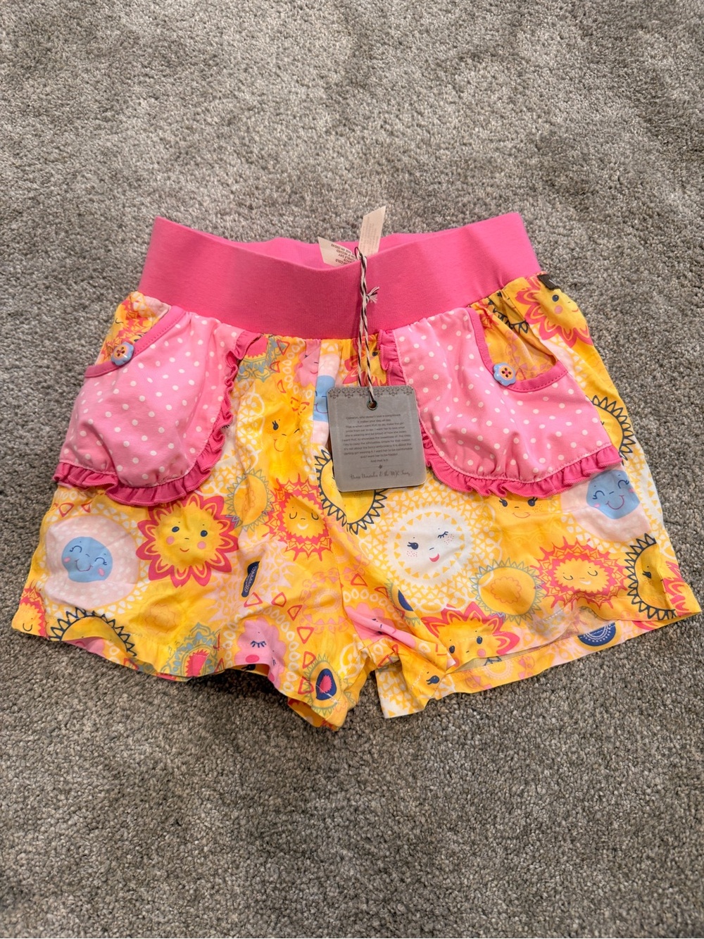 Matilda Jane Sun & Moon Ruffle Pocket Shorts Size 6 NWT